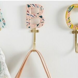 Anthropologie Floral Pink Letter B Wall Hook - Decorative Monogram Hook